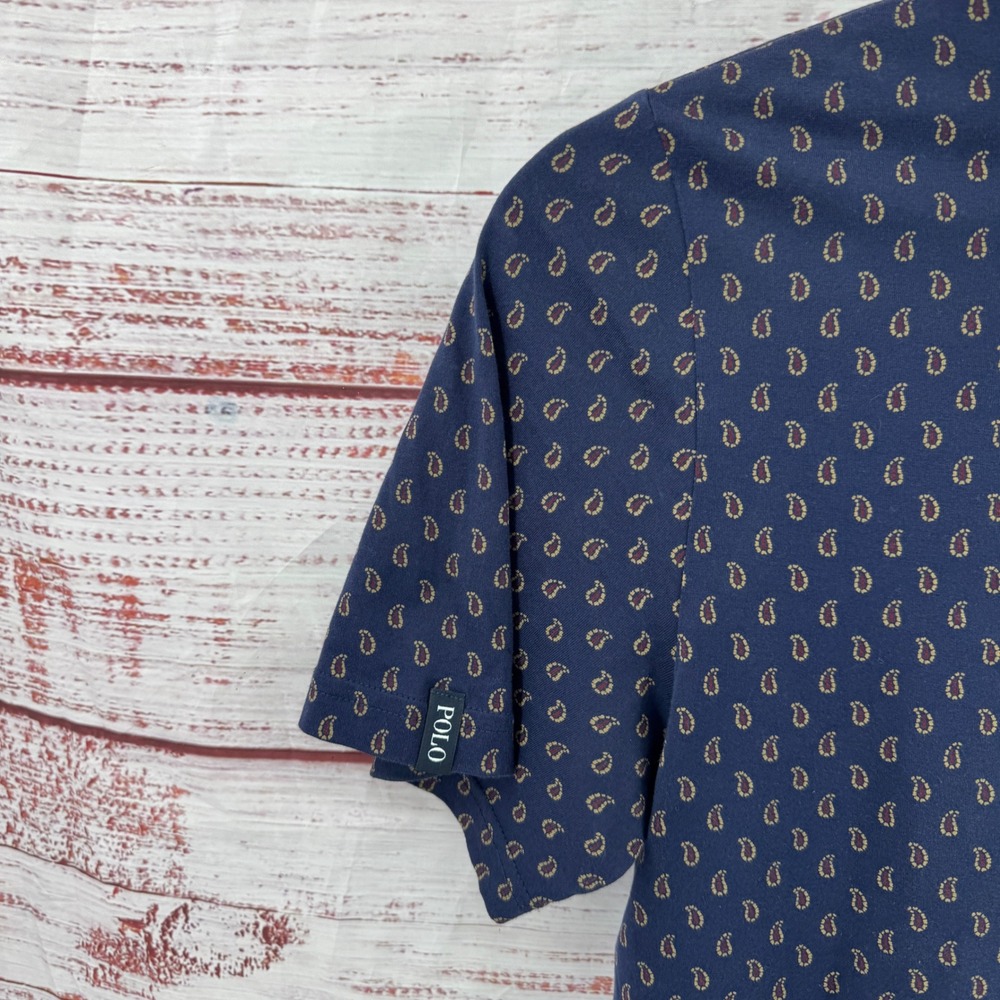 Polo Golf Ralph Lauren Mens Polo Shirt Size Medium Navy Paisley Short Sleeve - Picture 4 of 9
